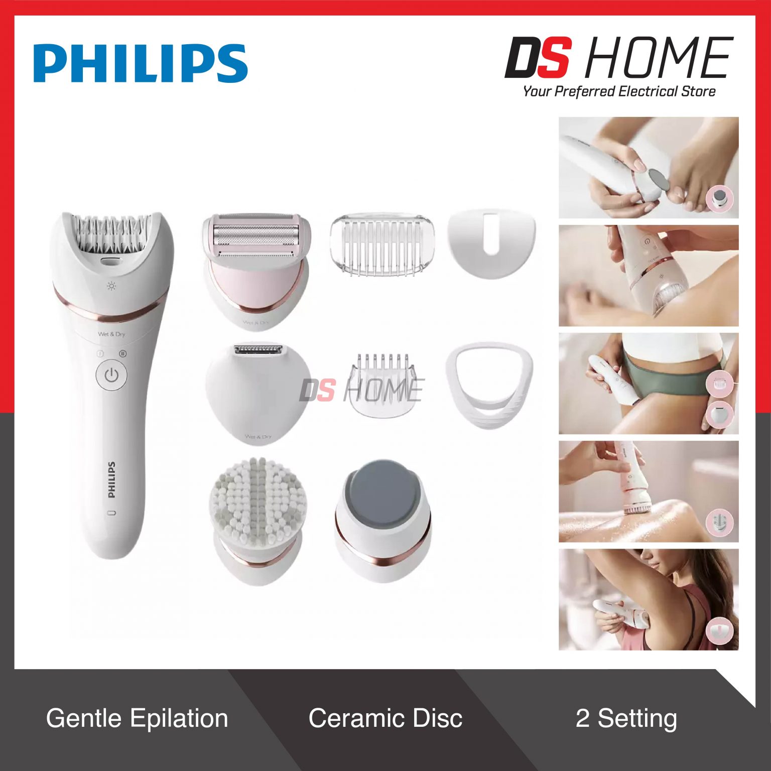PHILIPS BRE740 EPILATOR SERIES 8000 WET & DRY (BRE740/10) DS HOME