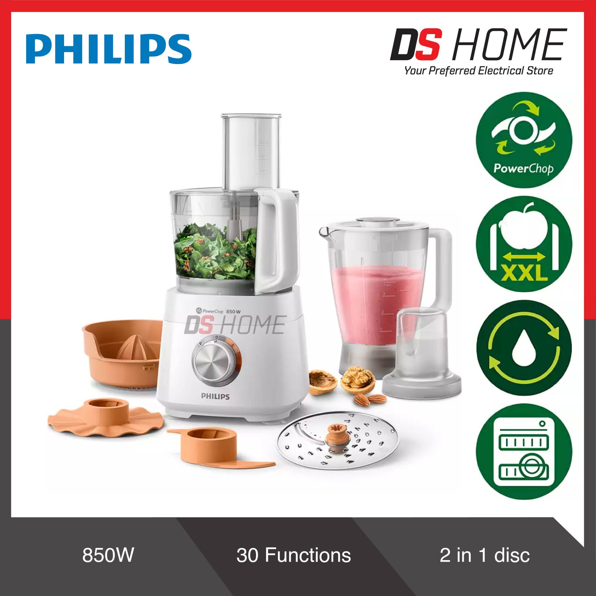 PHILIPS HR7520 COMPACT FOOD PROCESSOR VIVA COLLECTION 850W (HR7520/01