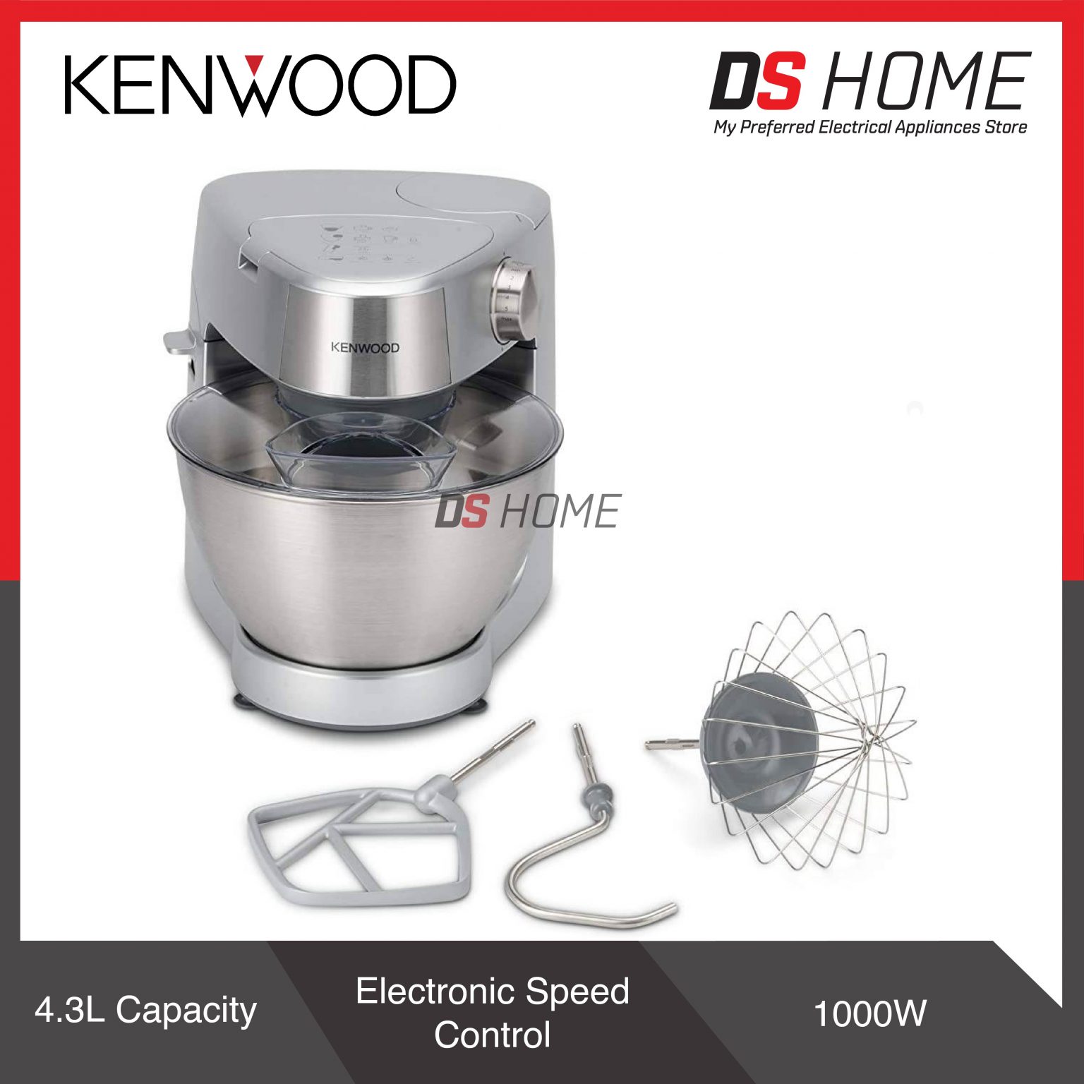 KENWOOD KHC29.A0SI 4.3L STAND MIXER (1000W) PROSPERO+ IN SILVER DS HOME