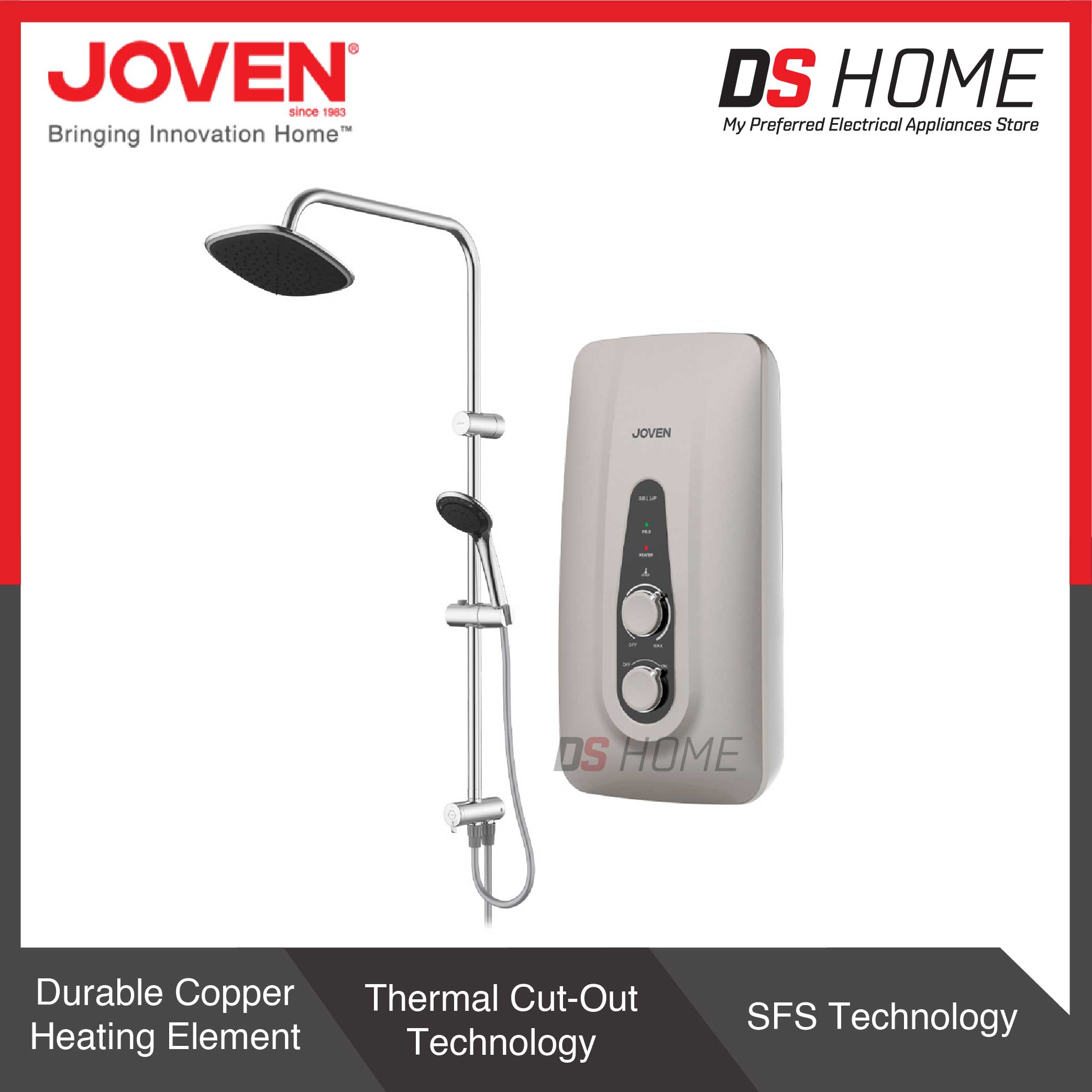 JOVEN SB11IP R/S DARK SILVER WATER HEATER RAIN SHOWER INVERTER DC PUMP  (DARK SILVER) | DS HOME