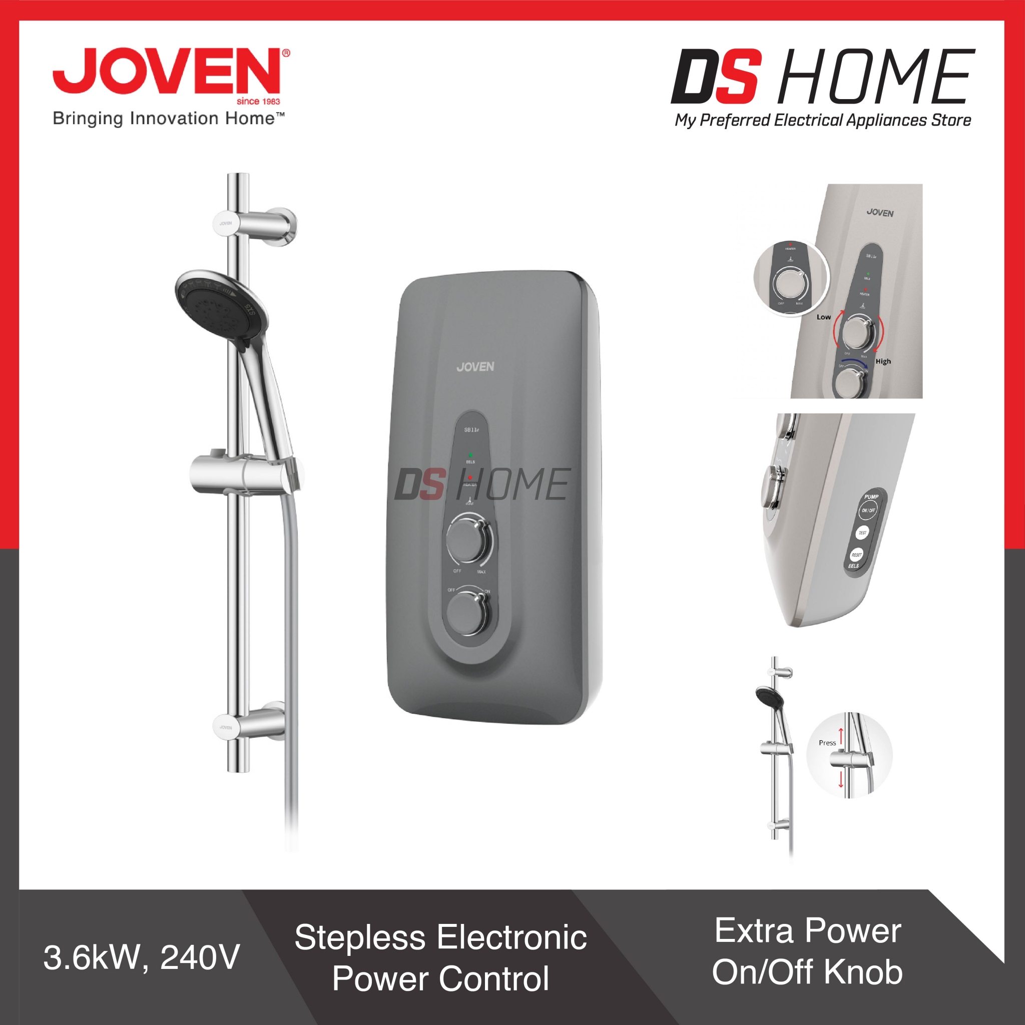 JOVEN SB11E DARK GREY INSTANT WATER HEATER DS HOME