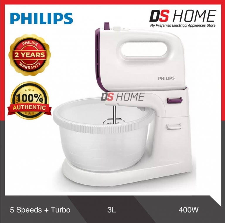 PHILIPS HR3745/11 STAND MIXER 400W 3L 5 SPEED WHITE KITCHEN APPLIANCES