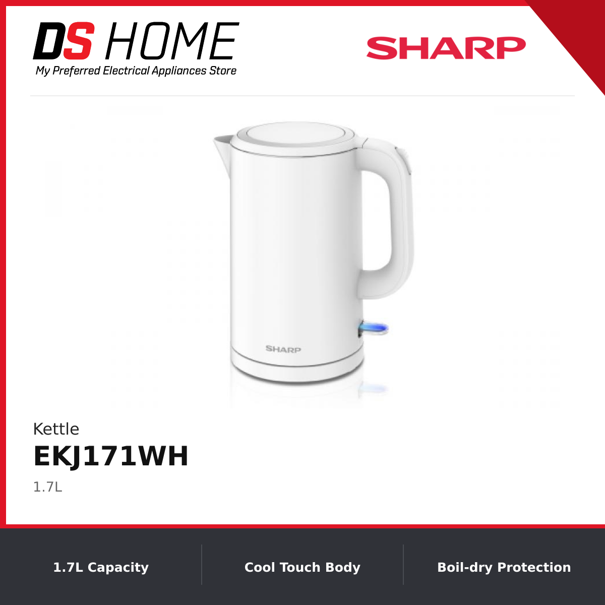 SHARP_EKJ171WH_DSHOME SHARP EKJ171WH 1.7L Jug Kettle