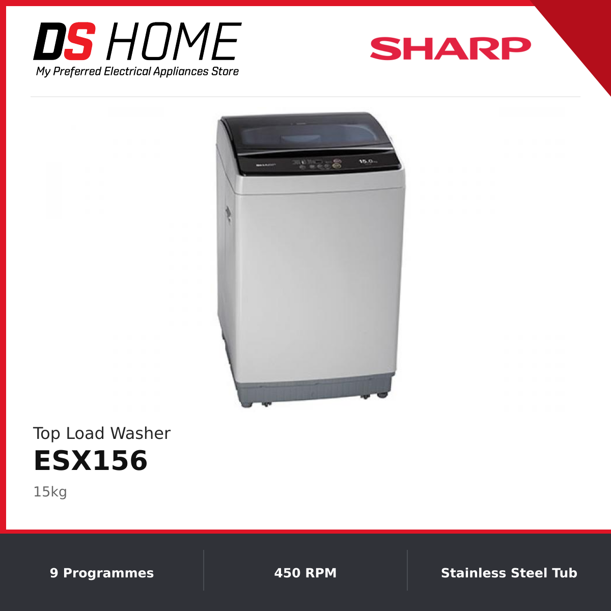 SHARP_ESX156_DSHOME SHARP ESX156 15kg Full Auto Washing Machine